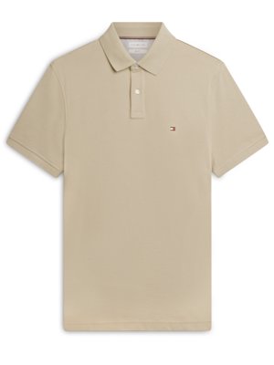 Unifarbenes Poloshirt 1985 und kleiner Flag-Stickerei, Regular Fit