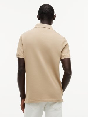 Unifarbenes Poloshirt 1985 und kleiner Flag-Stickerei, Regular Fit