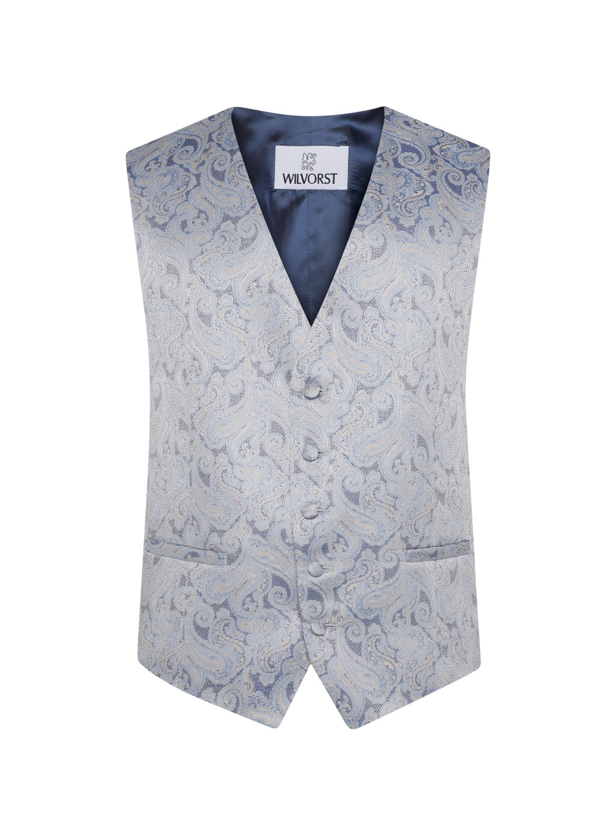 Wilvorst Festliche Anzugweste mit Paisley-Muster und V-Ausschnitt in 48