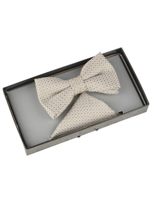 Set aus Schleife und Einstecktuch in seidigem Glanz