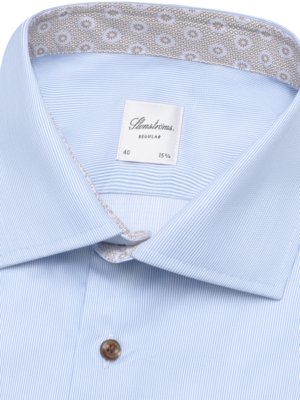 Kurzarmhemd mit Streifen und Ausputz aus Twofold Super Cotton, Regular