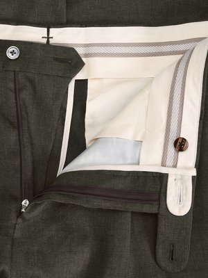Leichte Anzughose mit Bundfalte aus Leinen und Wolle, Shaped Fit
