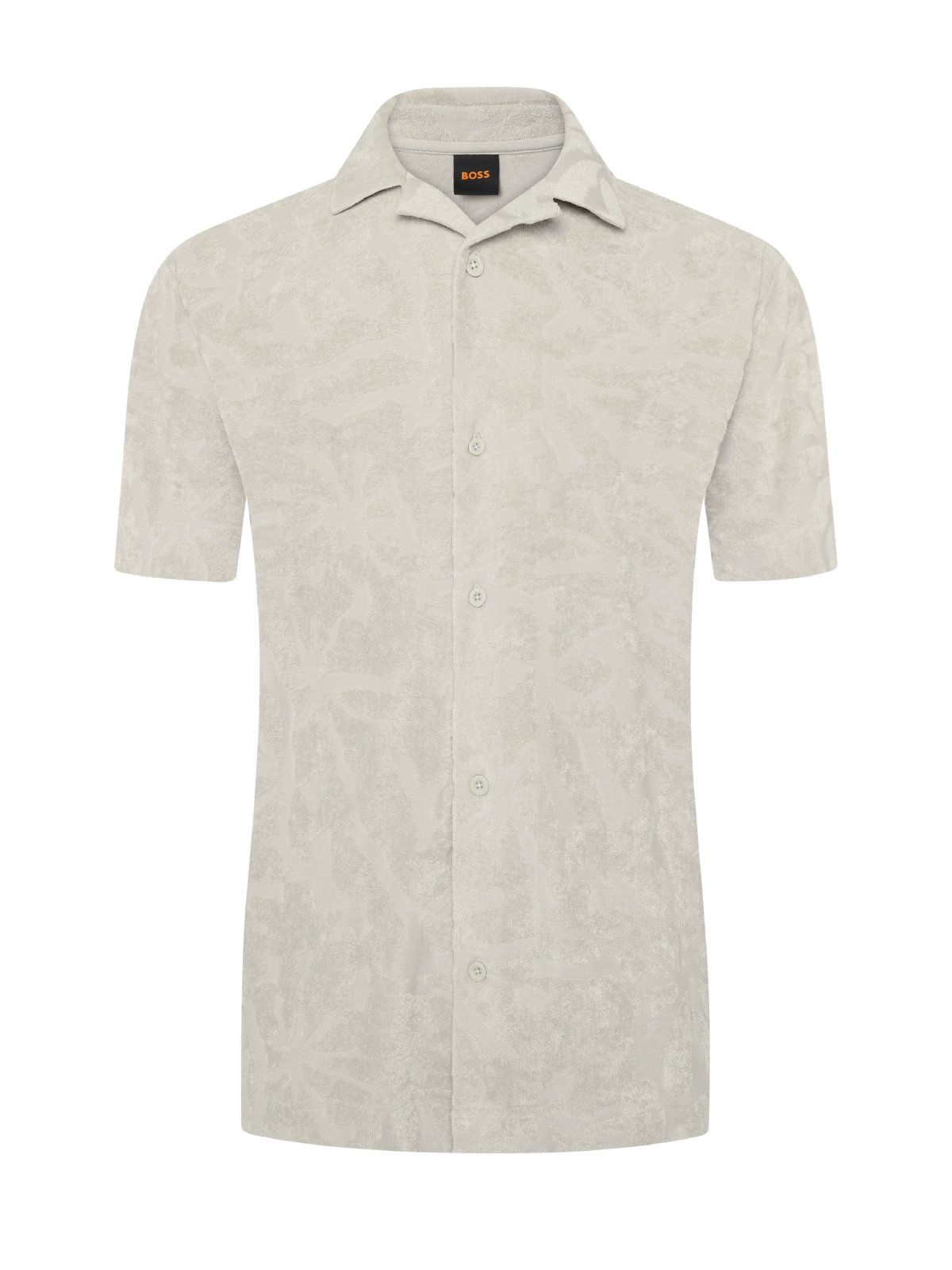 BOSS ORANGE Kurzarmhemd mit floraler Struktur und Resort-Kragen in XL