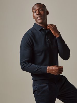 Langarm-Poloshirt aus TENCEL™ und Seide