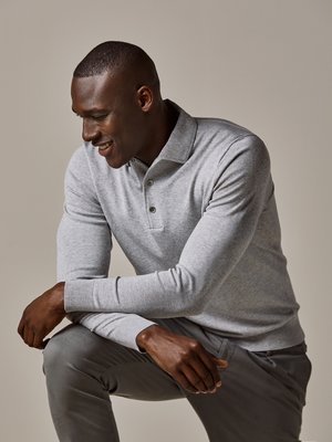 Langarm-Poloshirt aus TENCEL™ und Seide
