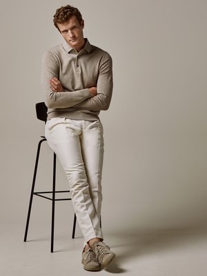 Langarm-Poloshirt aus TENCEL™ und Seide