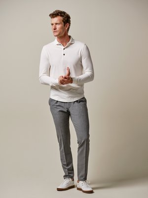Langarm-Poloshirt aus Baumwolljersey