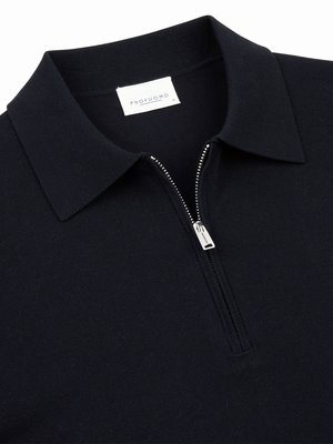 Strick-Poloshirt mit Lyocell, Seide und Reißverschlusskragen