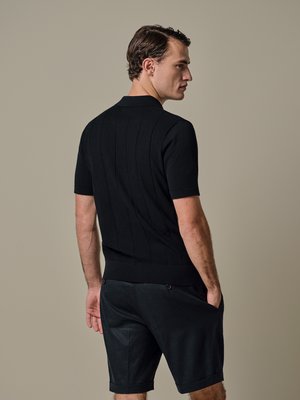 Strick-Poloshirt aus Baumwolle mit Schattenstreifen