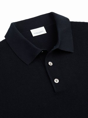Unifarbenes Strick-Poloshirt in Reiskornstruktur