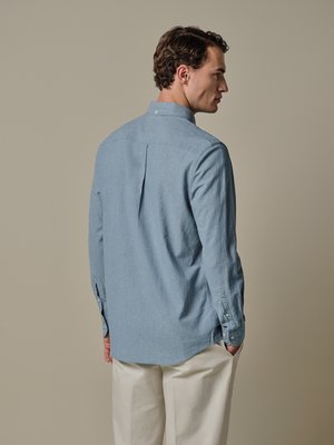 Jeanshemd aus Baumwolle mit feiner Struktur, Relaxed Fit