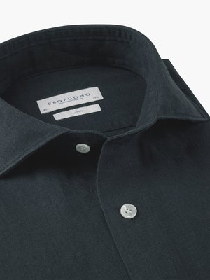 Leinenhemd mit One Piece Collar, Slim Fit