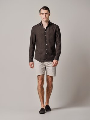Leinenhemd mit One Piece Collar, Slim Fit