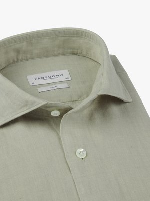 Leinenhemd mit One Piece Collar, Slim Fit
