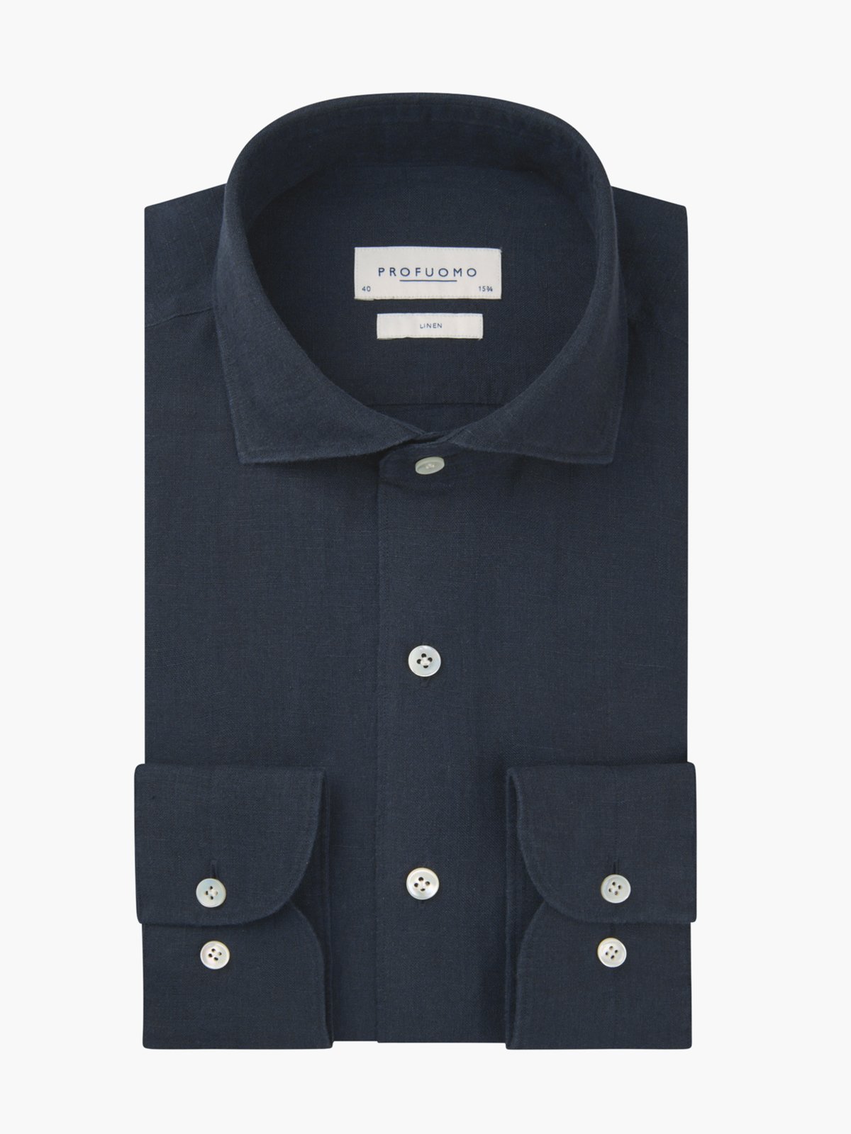 Profuomo Unifarbenes Leinenhemd mit Haifischkragen, Slim Fit in 41