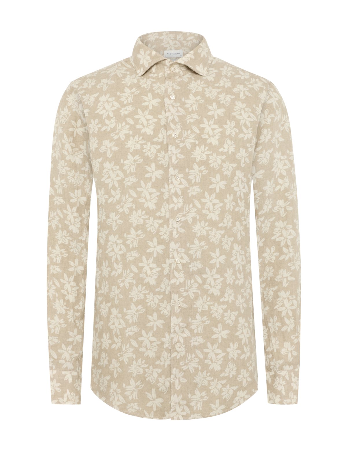 Profuomo Leinenhemd mit floralem Allover-Muster in 40