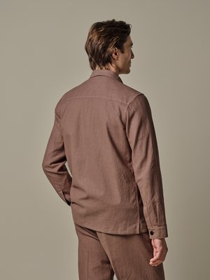 Garment Dyed Overshirt aus Leinen und Baumwolle, Regular Fit