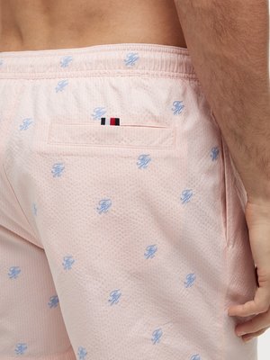 Badeshorts in Seersucker-Qualität mit Monogramm-Stickerei
