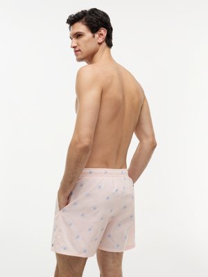 Badeshorts in Seersucker-Qualität mit Monogramm-Stickerei