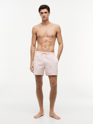 Badeshorts in Seersucker-Qualität mit Monogramm-Stickerei