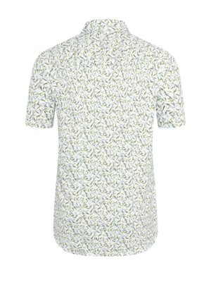 Gemustertes Jersey-Kurzarmhemd mit Kentkragen, Slim