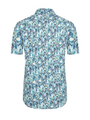 Jersey-Kurzarmhemd mit floralem Print und Kentkragen, Slim