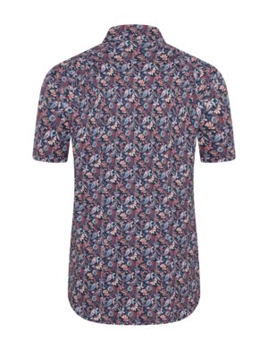 Jersey-Kurzarmhemd mit floralem Print und Kentkragen, Slim