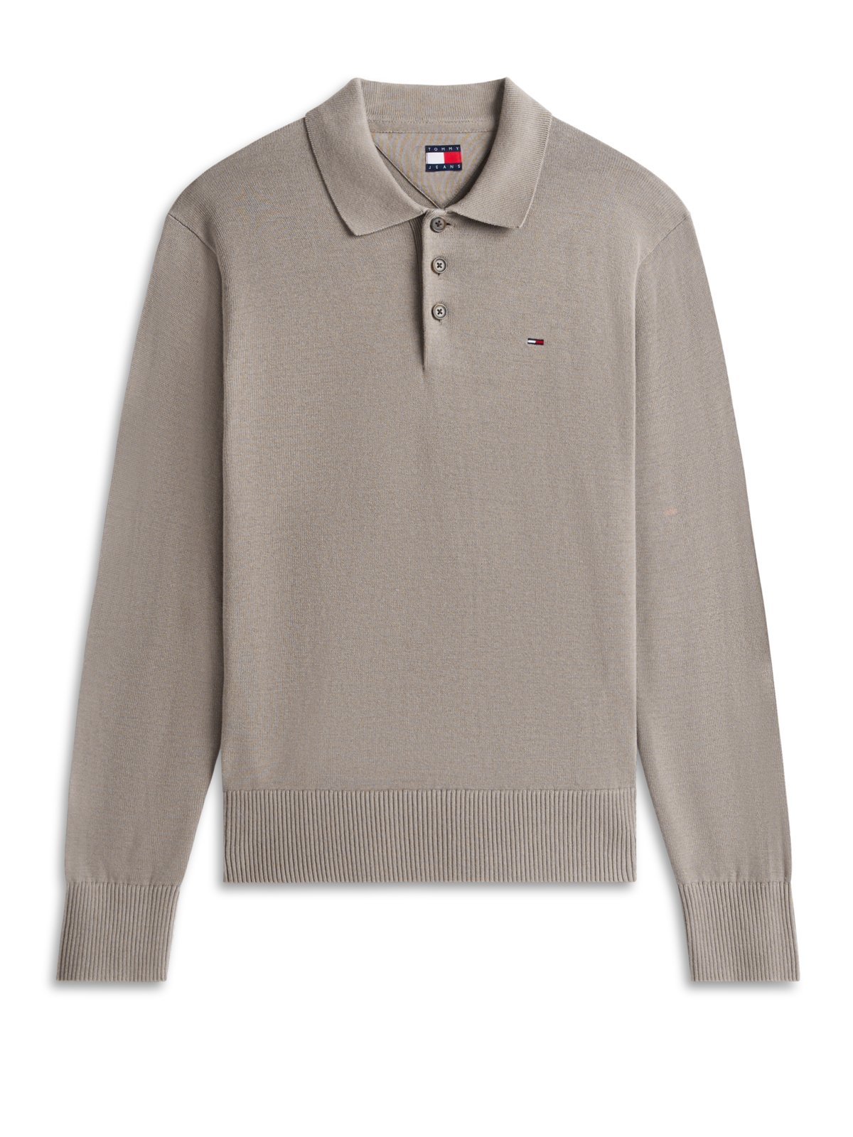 Tommy Jeans Langärmliges Strick-Poloshirt aus Baumwolle mit Logo-Stickerei in M