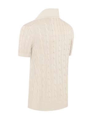 Softes Strick-Poloshirt mit Zopfstrickmuster