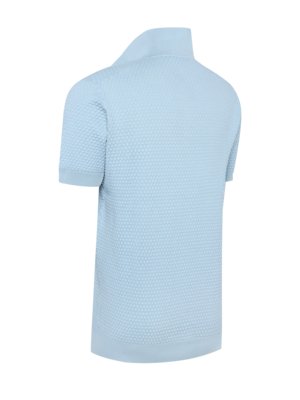 Feinstrick-Poloshirt in Wabenstruktur mit Variokragen