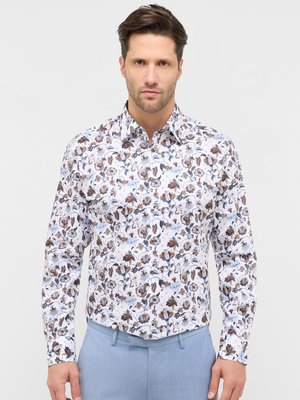 Bügelfreies Baumwollhemd mit floralem Print, Modern Fit