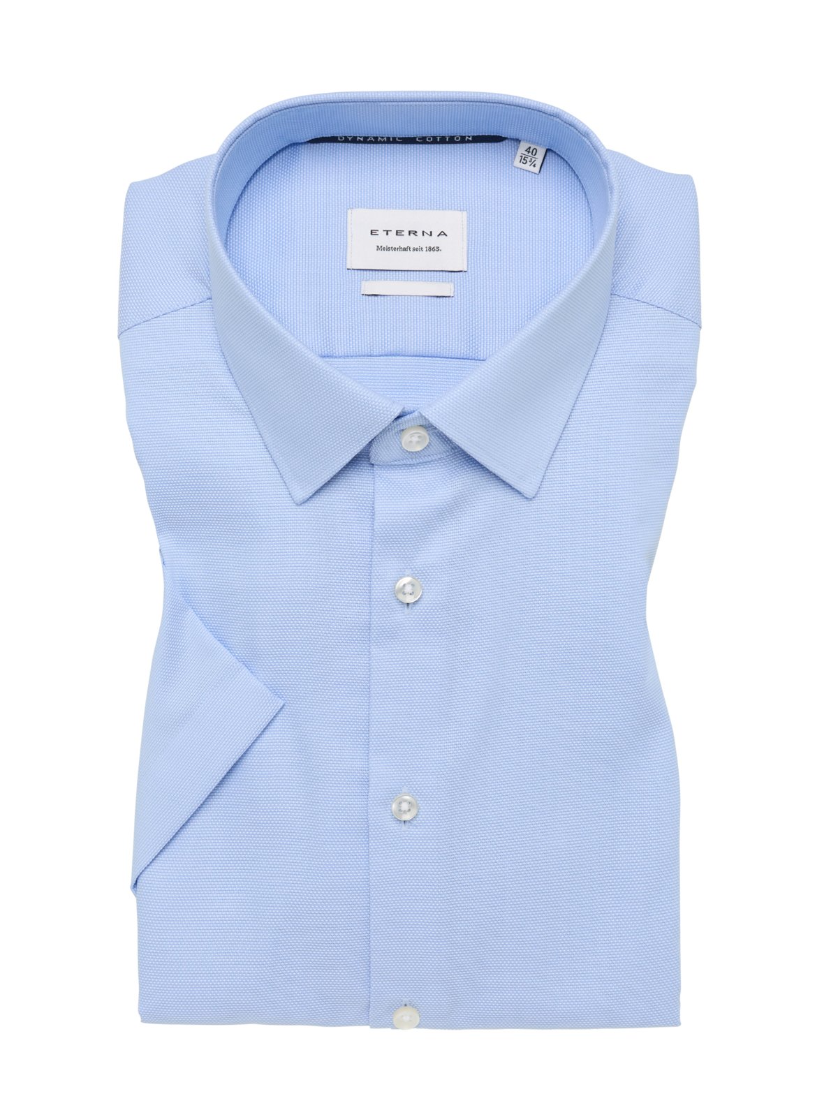 Eterna Unifarbenes Dynamic Cotton-Kurzarmhemd mit Kentkragen, Comfort Fit in 45