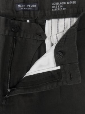 Leinenhose mit Bundfalte, Tapered Fit