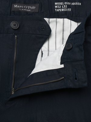 Leinenhose mit Bundfalte, Tapered Fit