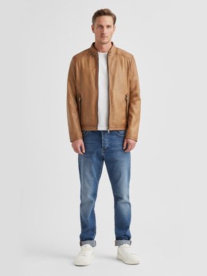 Lederjacke MSErnesto aus Lammnappa in Biker-Optik mit Stehkragen