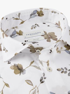 Bügelfreies Baumwollhemd mit floralem Print, Slim Fit