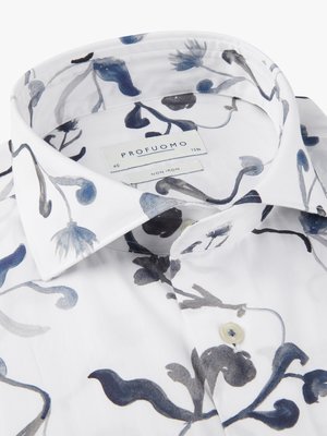 Bügelfreies Baumwollhemd mit floralem Print, Slim Fit