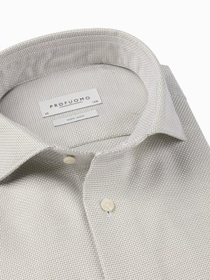 Bügelfreies Baumwollhemd mit Haifischkragen in Dobby-Webstruktur, Slim Fit