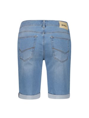 Elastische Denim-Bermudas mit Beinumschlag, Modern Fit