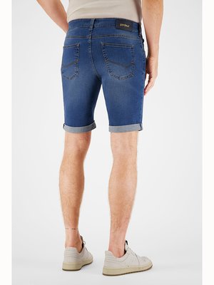 Elastische Denim-Bermudas mit Beinumschlag, Modern Fit