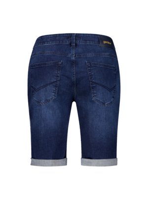 Elastische Denim-Bermudas mit Beinumschlag, Modern Fit