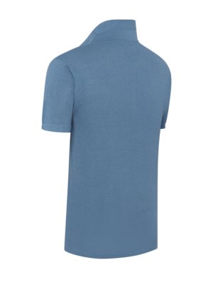 Unifarbenes Strick-Poloshirt in Reiskornstrickmuster