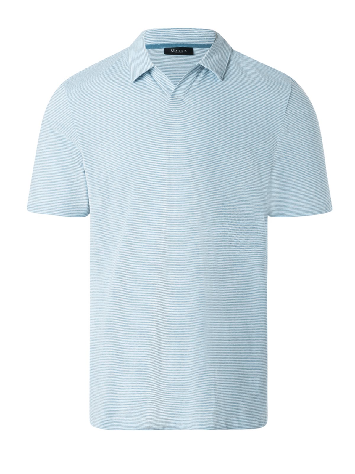 Maerz Leichtes Piqué-Poloshirt mit feinem Ringelstreifen und Leinenanteil in 54