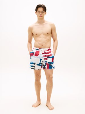 Schnelltrocknende Badeshorts mit Flag-Print