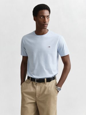 Unifarbenes T-Shirt mit Logo-Stickerei, Regular Fit