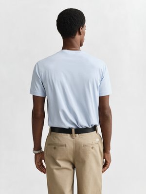 Unifarbenes T-Shirt mit Logo-Stickerei, Regular Fit