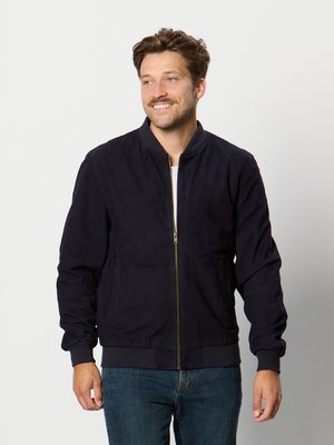 Leder-Blouson aus weichem Veloursleder mit gerippten Bündchen