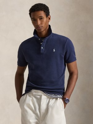 Sweat-Poloshirt aus einem Baumwoll-Mix mit Logo-Stickerei