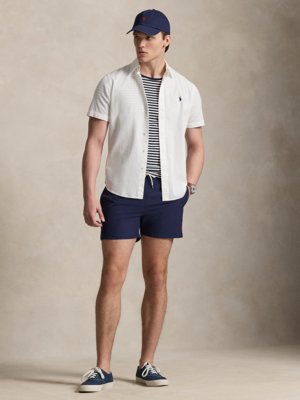 Unifarbene Badehose mit Pony-Stickerei
