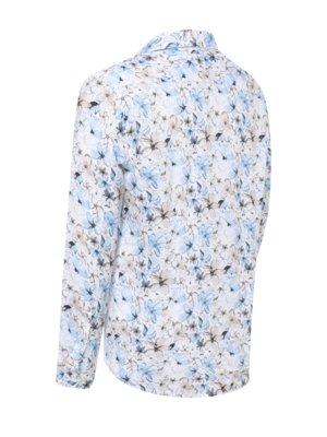 Leinenhemd mit floralem Print und Kentkragen, Regular